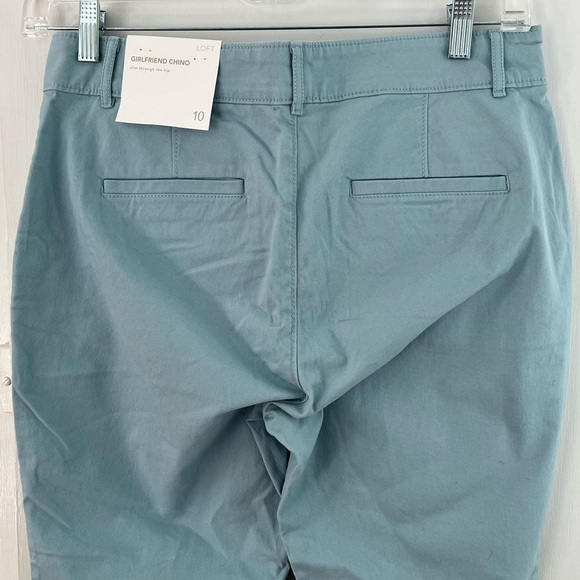 LOFT Blue Girlfriend Chino Pants Scalloped Eyelet Hem Size 10 Summer Beachy NWT - Picture 8 of 15